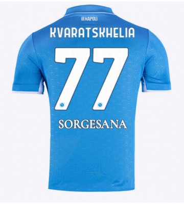 SSC Napoli Khvicha Kvaratskhelia #77 Hjemmebanetrøje 2024-25 Kort ærmer